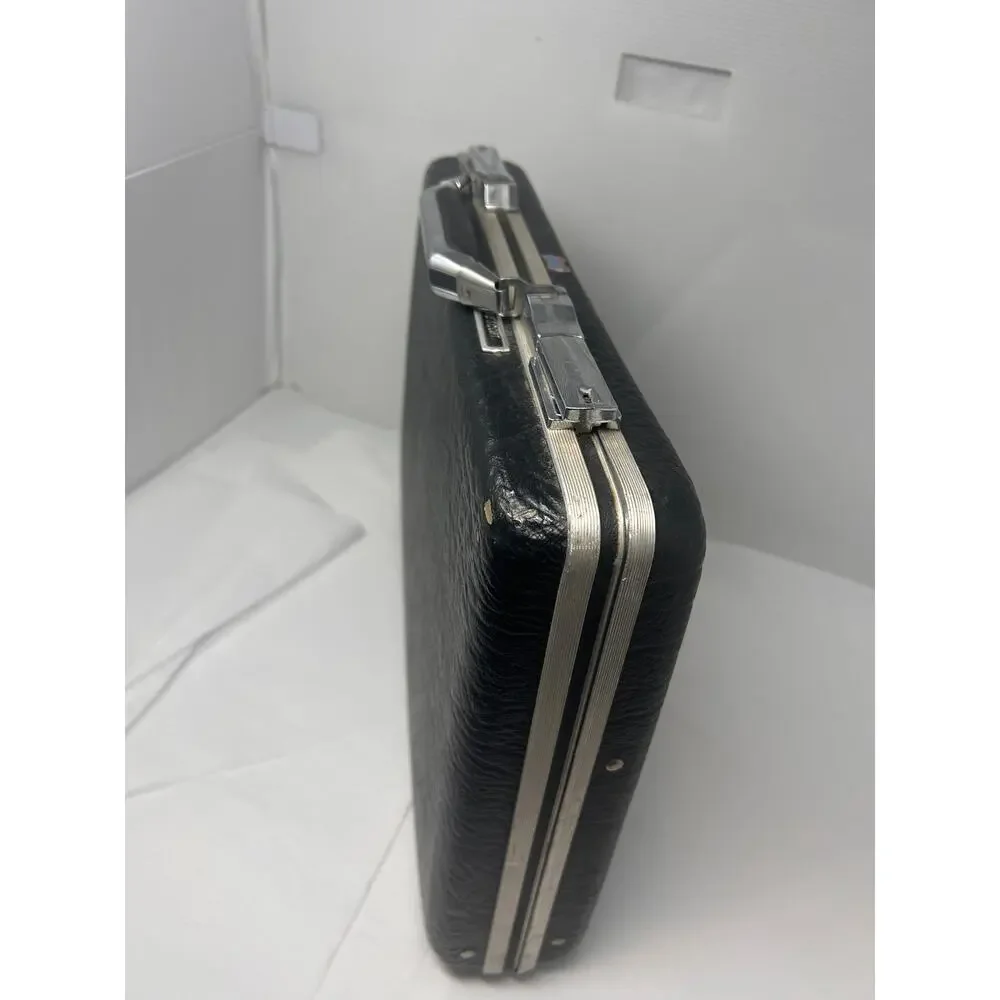 Vintage American Tourister Escort Hard Case‎ Briefcase Black Mid Century